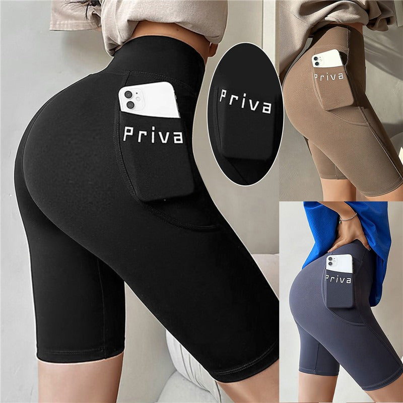 Women Yoga Sports Shorts High Waist Fitness Shorts Casual Streetwear Short Trousers with pocket