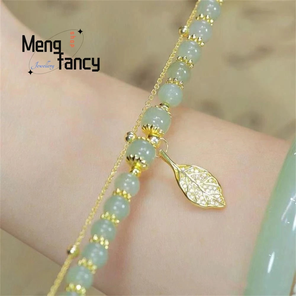 Golden Branch Jade Leaves Bracelet
