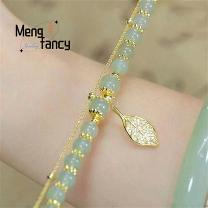 Golden Branch Jade Leaves Bracelet