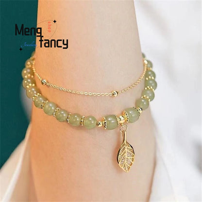 Golden Branch Jade Leaves Bracelet