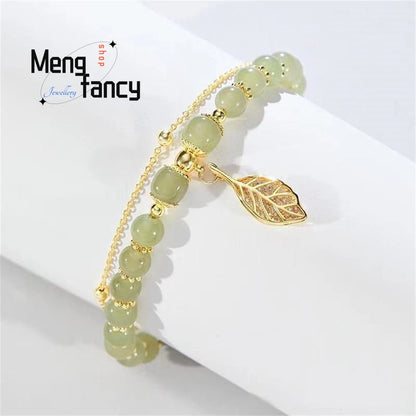 Golden Branch Jade Leaves Bracelet
