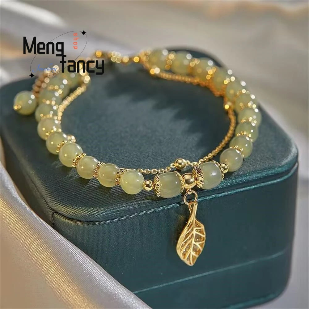 Golden Branch Jade Leaves Bracelet