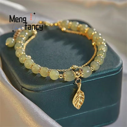 Golden Branch Jade Leaves Bracelet