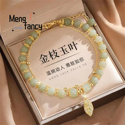 Golden Branch Jade Leaves Bracelet