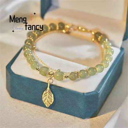 Golden Branch Jade Leaves Bracelet